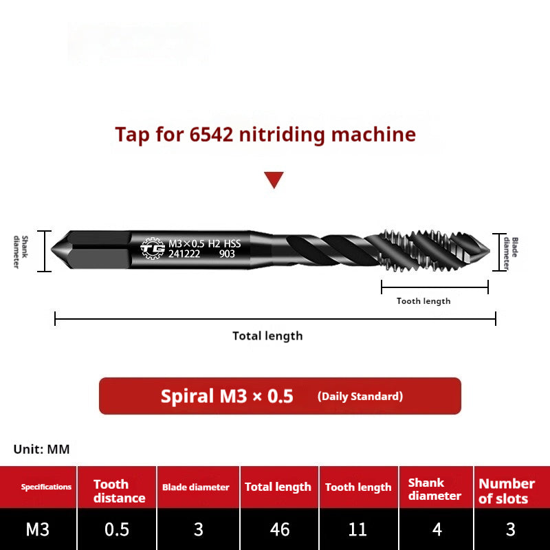 2113-6542 Nitriding Machine Taps, Japanese Standard Screw Tips, National Standard Tip Spiral Thread Tapping Groove, Stainless Steel Tapping Tap Shandong Denso Pricision Tools Co.,Ltd.